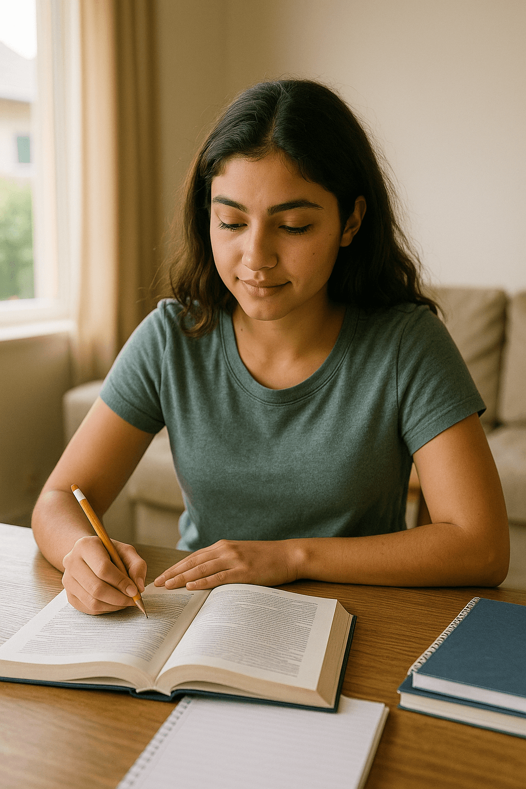 Evde sınav provası yapan bir öğrenci